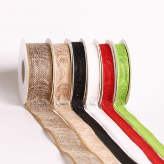 Lace edge linen ribbon